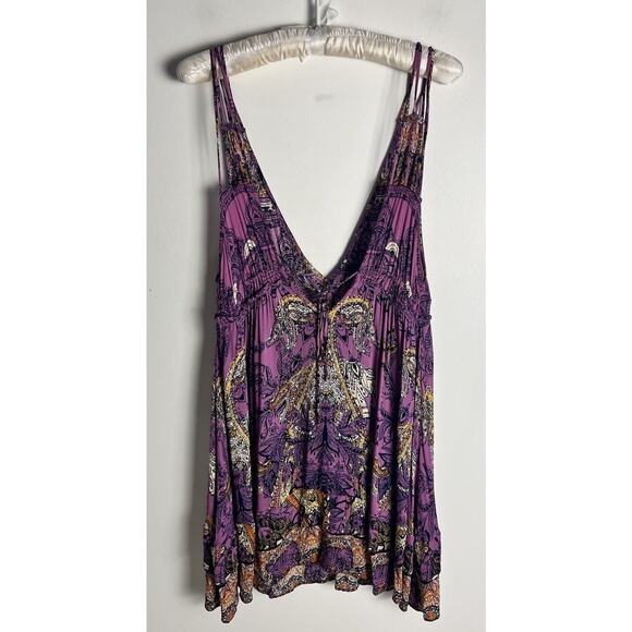 Intimately Free People Me To You Printed Mini Slip Dress Purple Combo Size XS - Picture 3 of 9